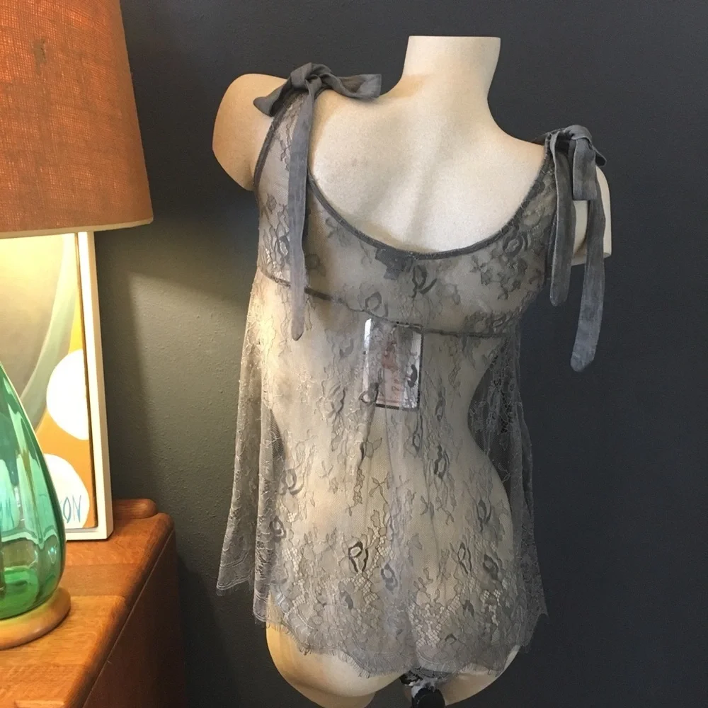 NWT Lace Bow Tank Grey - Picture 5 of 6